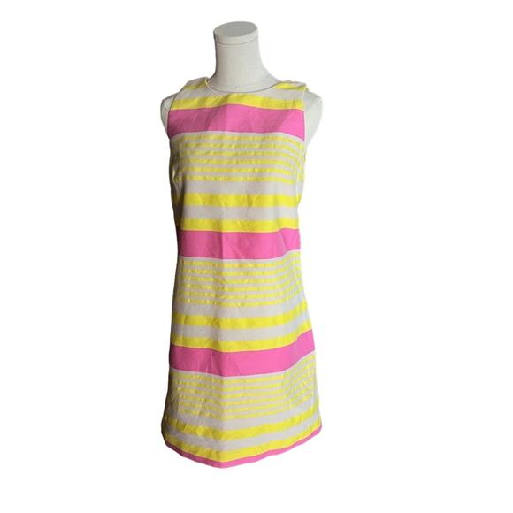 Ann Taylor Loft Corded Dobby Striped Sleeveless Shift Dress Barbiecore  Size 8 - Picture 1 of 8
